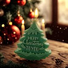 1 pieza Molde de vela de árbol de Navidad, Feliz Navidad, Manualidades DIY de yeso jabonoso y resina para decoraciones de fiesta de Navidad y regalos creativos