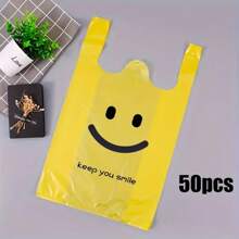 50 حقيبة بلاستيكية لقميص مع مقابض ، أكياس بلاستيكية لتغليف الهدايا - أكياس بلاستيكية لتغليف الأطعمة - أكياس بلاستيكية لحقائب القمامة - أكياس بلاستيكية - أكياس هدايا بلاستيكية - أكياس بلاستيكية للأطعمة - أكياس تسوق بلاستيكية - أكياس بلاستيكية كبيرة - أكياس بلاستيكية للمشروبات - حقائب بلاستيكية صغيرة من البولي إيثيلين للبقالة والخضروات والفواكه والوجبات الخفيفة - ملائمة ومناسبة للسوبرماركت والمطاعم ومتاجر البيع بالتجزئة والتنظيم المنزلي