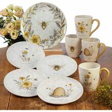 Certified International - Platos de ensalada y postre de cerámica de 8.5 pulgadas, juego de 4 – diseños surtidos de abejas y florales con refranes edificantes, vajilla Cottagecore para - 21,59 centímetros - Ver 3