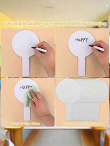 10Pcs Desktop Eraser Answer Sheet Set, Double-Sided Whiteboards Reusable Erasable Writing Portable Handheld Writing Board With Handle, Home Message Graffiti Board Multipurpose Erasable Whiteboard For Classroom Easy To Carry And Write On - Multicolor - View 3