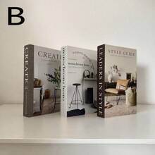3 Peças Decoração de Livro Falso Dobrável Moderna, Estante de Livros Decorativa Minimalista Ornamento de Mesa