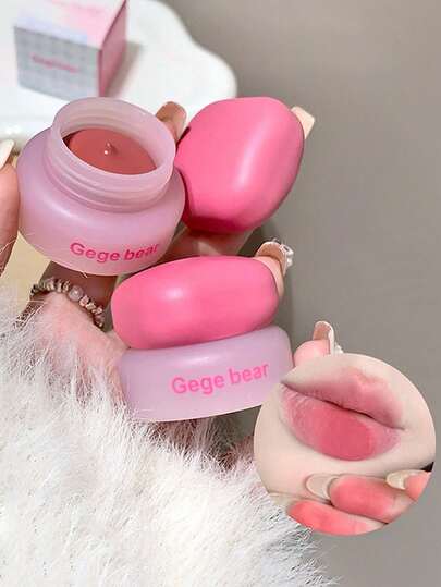 Gege Bear 2-In-1 Velvet Lip & Cheek Clay - Non-Drying Mousse Texture For Natural Flush, Long-Lasting Water-Resistant Multi-Use Makeup Product