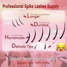 CORUSCATE Lash Clusters With Spikes Ultra Long 12-22mm Lash Spikes-9mm Bottom Lashes Supply Cluster Eyelash Extensions Pros Multi-Eye Lash Styles Eyelashes Manga/Spiky/Mega Look - 睫毛尖和睫毛根 - 查看 8