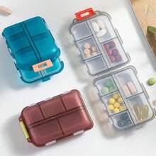 Double-Layer Small Medicine Box Packing Box Portable Pill Box Transparent 10-Cell Sealed Medicine Storage Box - Multicolor - View 1