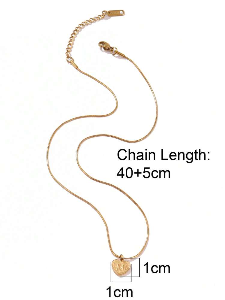 1 chiếc mặt dây chuyền chữ cái hình trái tim bằng thép không gỉ, gồm 26 chữ cái từ A-Z, thích hợp làm quà tặng sinh nhật, ngày Valentine, và đeo hàng ngày. - vòng cổ - Xem 2