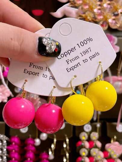 2 对/套或单个马卡龙色几何椭圆形丙烯酸树脂耳环，适合女士，简约设计，适合春夏约会、派对、通勤等多种场合