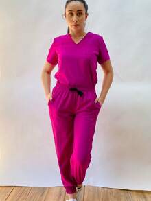 Uniformes Quirurgicos Filipina Cuello V Jogger Scrub Pijama  Liso    Casual    Suave    Quirurgicos - Morado Violeta - Ver 7
