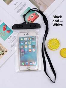 Laser Inflatable Waterproof Phone Pouch, Shock Proof Waterproof Swimming Phone Bag With Lanyard, Transparent Touch Screen Phone Case For Outdoor/Floating/Swimming Activities, Random, Beach Essentials, Beach Accessories, Pool Float, Pool Inflatable - White - View 8
