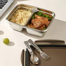 1个带盖多格304不锈钢午餐盒，可爱图案，便携大容量，可存放水果沙拉等食物，带2/3个隔层，密封防漏，保温隔热，适合学生和成人居家、学校、宿舍、办公室、户外露营、野餐、旅行、返校等场合使用。