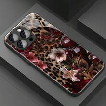 1 Ốp lưng điện thoại bằng kính họa tiết hoa ly cổ điển, sang trọng, phù hợp với kính cường lực Apple - màu đen - Xem 2