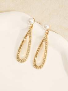 1 对时尚简约风格方形金耳环，适合女士佩戴，非常适合夏季度假派对