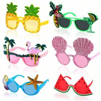 5 piezas de gafas de fiesta con estampado tropical hawaiano aleatorio, accesorios para fotos con temática de playa, adecuados para fiestas de cumpleaños, fiestas de vacaciones, fiestas de cerveza, fiestas en la piscina, decoraciones para fiestas en la playa
