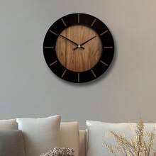 Dekorative runde Holz Wanduhr, künstlerische geräuschlose Batterie-betriebene Uhr Dekoration für Zuhause 14 16 18 Zoll Vintage Holz Uhr Heimdekoration für Küche, Wohnzimmer, Schlafzimmer, Büro - Holzfarbe + Schwarz - Übersicht 9