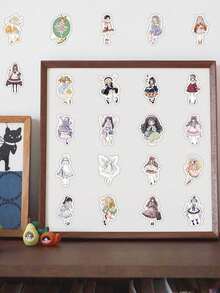 60pcs Lolita Stickers, Cartoon Cute Girl Stickers For Phone Case, Scrapbook, Planner Decoration - Multicolor - View 8