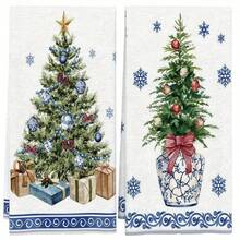 2pcs Set Of Christmas Themed Towels, Designed With Christmas Snowman And Christmas Tree Pattern Printed Towels, Machine Washable, Heat-Resistant, Absorbent And Reusable, Room Decoration, Kitchen And Bathroom Towels, Party Decoration, Home Decoration, Ideal Christmas Gift - Multicolor - View 24