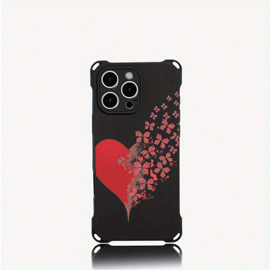 Funda para teléfono 1 unidad, diseño de amor, funda colgante para teléfono con cuatro esquinas 14 Pro 15 Plus 16 12 13 TPU impreso suave - Colores mixtos 2 - Ver 1