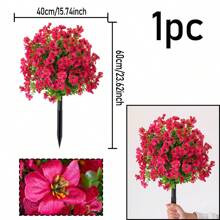 NKEN 1 buchet artificial cu violete, cu țepi de pământ (opțiuni multicolore), mătase artificială cu violet și verdeață, aspect real, plantă simulată pentru verandă, casă, terasă interioară, balcon, curte, aranjament floral introdus în pământ.