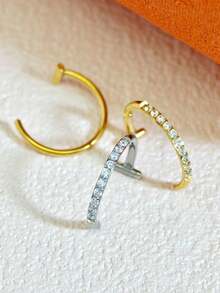 2个/1个朋克风唇环，时尚唇部饰品，钛钢材质，男女皆宜，适合日常佩戴、海滩、日光浴、派对、情人节、万圣节、圣诞节、母亲节、返校季、生日等场合，是送给女友/男友/父母/同学的理想礼物，Y2K风格配饰 - 銀色 - 查看 2