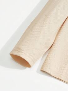 Men's Solid Color Waffle Plaid Casual Suit, Long Sleeve Crew Neck Sweatshirt And Drawstring Solid Color Pants, Distinctive And Comfortable Casual Suit Suitable For Men's Daily Casual Wear And Holiday Wear, Spring/Autumn, Cozy Outfits