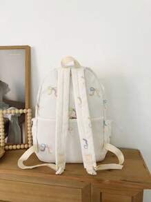 Mochila de gran capacidad con decoración de lazo de color de moda para el campus escolar de mujeres