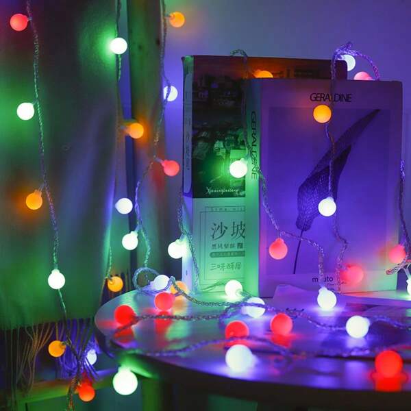 1 pieza 40 LED pequeñas bolas blancas opacas con luces de colores, luces de burbuja blancas para decoración de Navidad, adecuadas para campamento al aire libre, bodas, fiestas y decoraciones de escenario, iluminación ambiental de vacaciones, interior, exterior, decoraciones navideñas (alimentado por batería sin incluir baterías)