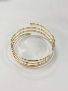 1 Pc Gold Smooth Spiral Arm Cuff, 4 Layers, Simple & Fashionable, Personalized Design, Suitable For Party, Evening Gala, Gift, Daily Wear