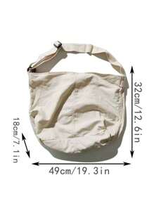 Original Minimalist Japanese Style Men's Shoulder Bag, Solid Color Large Capacity Messenger Bag, Classic Student Schoolbag Canvas Backpack