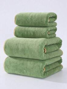 1pc/2pcs Gold Trim Coral Fleece Bathroom Decorative Towel (Lightweight & Thin), Soft Absorbent Non-Shedding Unisex Beach/Bath Towel, Large Size 70"X140" Or Extra Large 90"X170" Shower Towels For Beauty Salon, Hotel Sports,Home Essentials, Towel, Skin Care - Green - View 8
