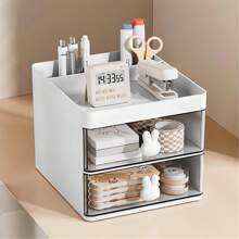 5pcs Set Mini Office Desk Organizer Boxes With Drawers, Storage Boxes For Cosmetics, Business Cards, Pens, Pencils, Phones, Stationeries