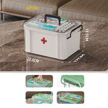 1 hộp đựng thuốc gia đình dung tích lớn có tay cầm - Hộp đựng bằng PVC hai lớp nhẹ, phù hợp cho 1-2 người. Thiết kế trong suốt để dễ nhìn, rất phù hợp để đựng thuốc và vật tư y tế, thiết bị y tế | Tay cầm tiện lợi | Giải pháp lưu trữ bằng PVC - Nhiều màu - Xem 5