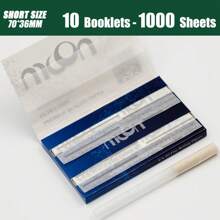 moon. 5/10/15 carnets | chaque carnet comprend plus de 50+50 feuilles de papier à rouler | total 500/1000/1500 feuilles | taille : 2,76" (70 mm * 36 mm) | papiers à cigarettes transparents ultra-fins | avec gomme arabe naturelle | fine doublure de gomme | lente combustion | facile à rouler | sans goût | papiers à cigarettes à rouler à la main | outils de fumage DIY | pour le camping en plein air, les fêtes et le portable