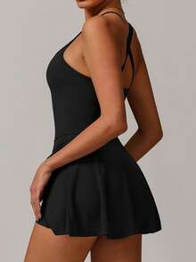 MASKERT 春夏女装连衣裙女运动服健身服瑜伽服网球服高弹亲肤舒适透气居家休闲 - 卡其色 - 查看 6