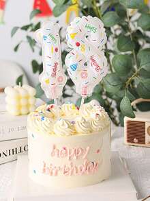 1个迷你生日派对气球装饰牌，蛋糕气球标签，迷你数字气球，彩色数字气球，适用于蛋糕装饰、派对装饰、花束装饰、生日装饰、拍照道具、圣诞节 - 彩色 - 查看 2