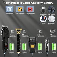 HIENA 4pcs/3pcs/1pc Men's Electric Shaver Set, Nose Hair Trimmer, Electric Razor And T9 Trimmer, Cordless USB Rechargeable Grooming Kit With Gift Box, Ideal Father's Day Or Valentine's Day Gift For Men, Suitable For Travel And Home Use - Black - View 7
