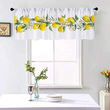 1pc Summer Lemon Theme Home Valance, 54x18in, Watercolor Yellow Lemon Fruit And Green Leaf Decorative Pattern, Modern Art Style, Suitable For Bedroom, Living Room Kitchen, Cafe And Other Holiday Curtain Valance Decoration Supplies - Multicolor - View 9