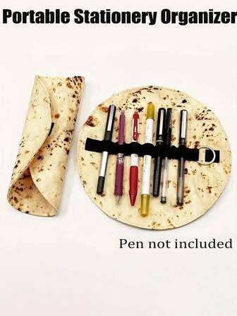 Roll-Up Pencil Case, Pancake Roll Design, Portable Stationery Organizer, Roll-Up Pencil Storage Bag, Pencil Pouch,Portable Stationery Organizer, Roll-Up Pencil Case, Pancake Burrito Design, Taco Pencil Storage Pouch, Flying Pancake Pen Bag Creative Dirty Resistant Simulation Pancake Storage Bag Desktop Organizing Stationery Pen Box(Pen Not Included)