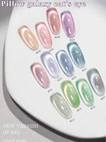 6PCS 2025 New Fruit Sea Water Blue-Green Fine Magnetic Powder Cat Eye Gel Nail Polish 12ml, Spring And Summer Ice Transparent Magnetic Nail Art Set, Includes Base Coat And Top Coat, Requires UV Lamp, Holographic Transparent Colors For Work/Commute/Dating, Hot-Selling 6-Color Set, Salon-Grade 28-Day Durability, Internet Celebrity Nail Design.