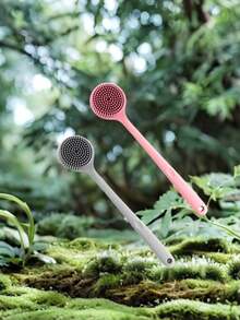 硅胶长柄背刷，用于沐浴和按摩，蓝色/灰色/粉色身体磨砂膏，非常适合淋浴和返校，是去角质和放松的理想选择