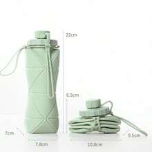1PC 600ml Green Silicone Collapsible Water Bottle, Portable Outdoor Travel Sports Cup, Heat-Resistant, Space-Saving, For Hiking, Camping, Fitness, And Daily Use - 綠色 - 查看 2