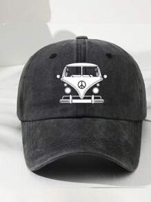 1pc Unisex Vintage Washed Baseball Cap, Classic Car Design Truck Driver Hat, Polyester Material, Adjustable Size Dad Hat, Handwashable, Suitable For Spring/Summer Sports And Outdoor Activities - Streetwear Baseball Cap