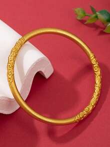 1 chiếc vòng tay nữ 4mm, chất liệu mờ, họa tiết hình học, kiểu dáng cổ điển, thích hợp để đeo cùng nhiều vòng khác. - Bạc - Xem 8