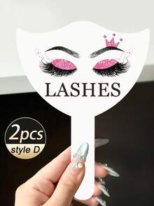 2Pcs Eyelash Technician Photo Prop Lash Picture Display Board Reusable PVC Handheld Lash Beauty Cards For Social Media Lash Tech Supplies Eyelash Tool, Gifts For Lash Techs - Multicolor - View 9