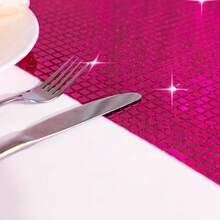 13 X 72 Inch Glitter Neon Pink Disco Table Cloth, Retro 70s 80s Theme Pink Disco Ball Party Table Decor, Birthday, Bachelorette, Cowgirl Party Supplies - Hot Pink - View 7