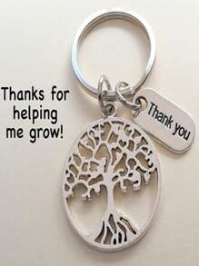 12pcs Life Tree Keychain With "Thank You" Tag, Suitable As Graduation Party Favors, Teacher Appreciation Gifts, Family Gathering Souvenirs, Team Thank You Party Giveaways