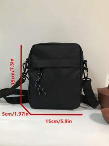 Men's Casual Sports Mini Phone Bag, Fashionable Minimalist Lightweight Messenger Bag - Black - View 2