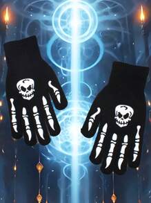 1 Pair, 2025, New, Halloween, Christmas, Men, Women, Skull, Bone Claw, Gloves, Outdoor, Cycling, Warm, Knitted Gloves