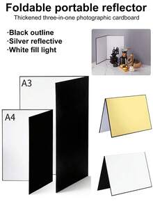 Reflective Board A4 30CM/60CM 2-In-1 3-In-1Gold Silver Mini Portable Photography Reflector, Foldable Outdoor Shooting Light Filling Panel Portrait Shooting, Photography Fill Light Reflector, Portable And Foldable, Selfie Outdoor Shooting Props