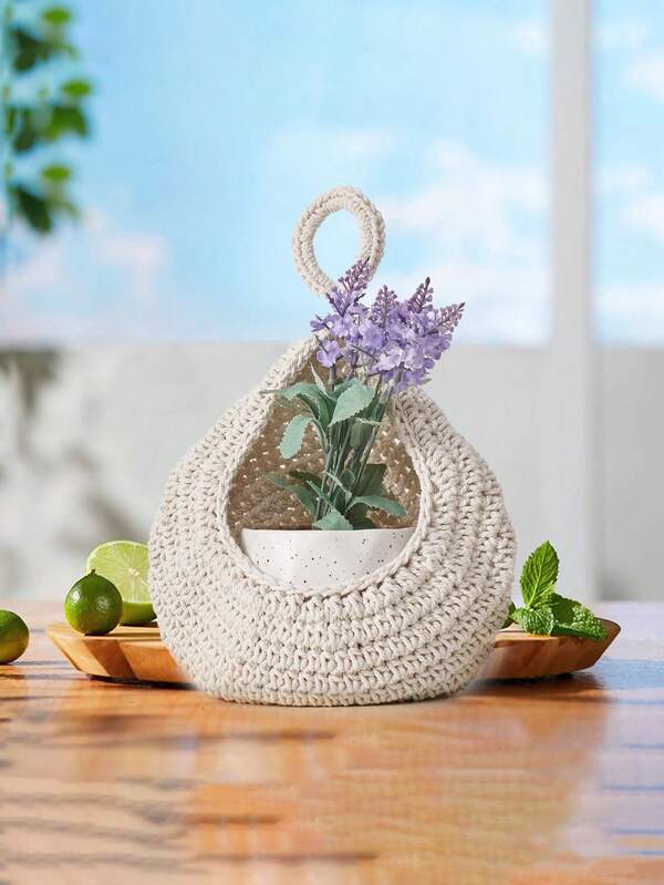 3 مجموعة سلال معلقة (أبيض وبني)، سلال حائطية بوهيمية، مصنوعة يدويًا، ضرورية لتخزين المنزل، مناسبة لتخزين النباتات المزروعة في غرفة المعيشة أو المطبخ