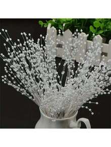 3mm Mini White Pearl Beads Spray, EORTA Handmade Floral Pearl Garland, Suitable For DIY Floral Bouquet Decor, Home Party, Wedding, Christmas Wreath, Tabletop Floral Arrangement