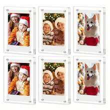 6pcs/Pack Acrylic Magnetic Photo Frames, Suitable For Refrigerator, Clear Photo Frame, Fits Mini Instant Photos, 2.36 X 3.54 Inch Wallet-Sized Refrigerator Magnetic Frames - Multicolor - View 3